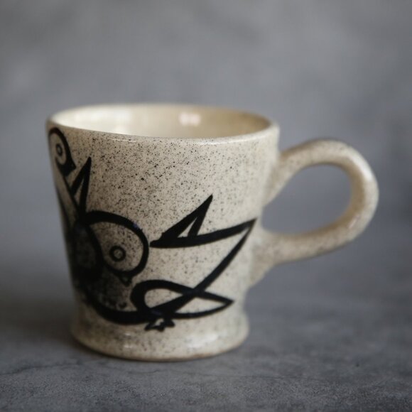 Century House Coffee Cup Mug Dated 1954 Black and White Graphic Bird Design - Picture 3 of 14